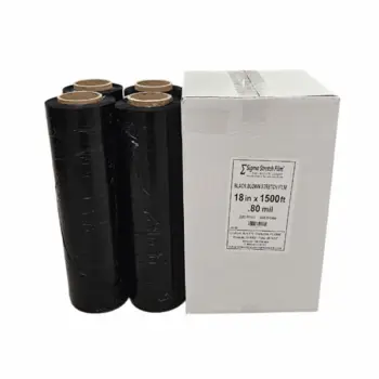 18″ Stretch Film <br> BLACK 80 Gauge x 1500′<br>Case Qty 4