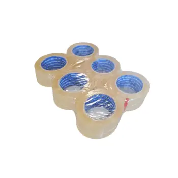 Clear Acrylic Tape-Blue-<br> 2" x 110 yard Clear 2.0 Mil <br> Qty 6 Pack