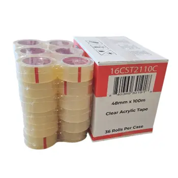 Clear Acrylic Tape-Orange-<br> 2" x 110 yard Clear 1.6 Mil <br> Case Qty 36