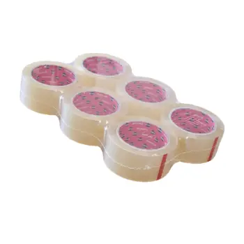 Clear Acrylic Tape-Orange-<br> 2" x 110 yard Clear 1.6 Mil <br> Qty 6 Pack